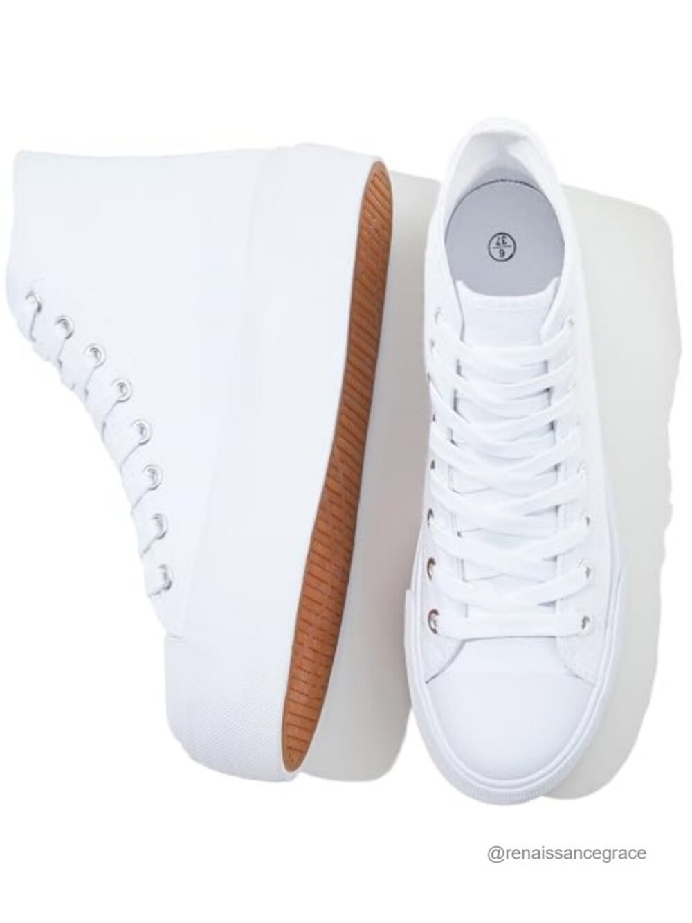 High Top Canvas Platform Sneakers Lace-Up Women's Shoes 30mm Sole
